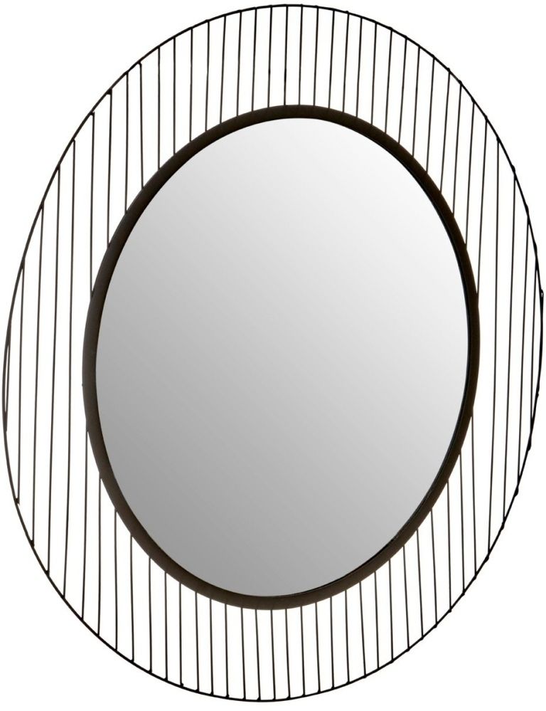 Trento Wall Mirror - Round - Black Linear
