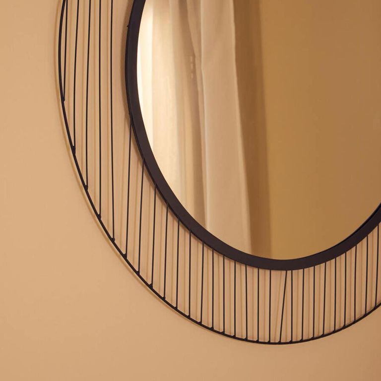 Trento Wall Mirror - Round - Black Linear