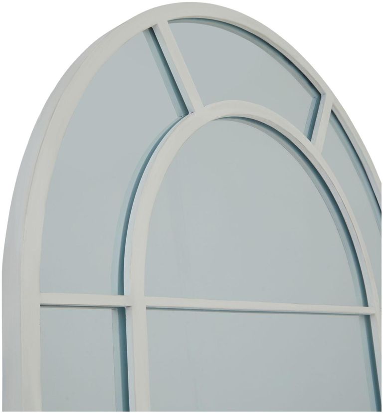 White Wood Large Arched Window Mirror