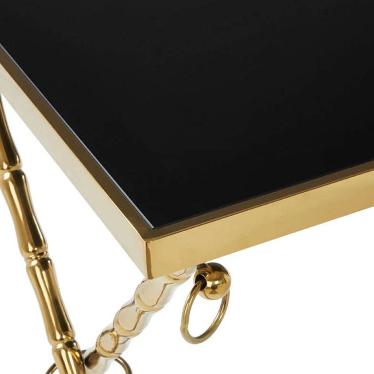 Arezzo Nest of 2 Tables - Square - Black Glass and Gold Metal