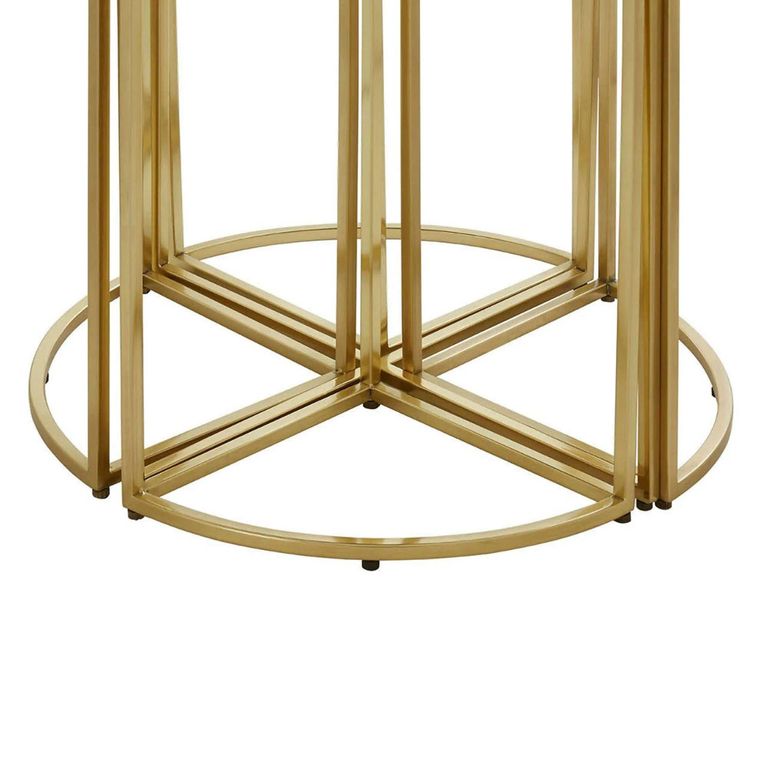 Axis Nest of 5 Tables - Clear Glass with Gold Metal