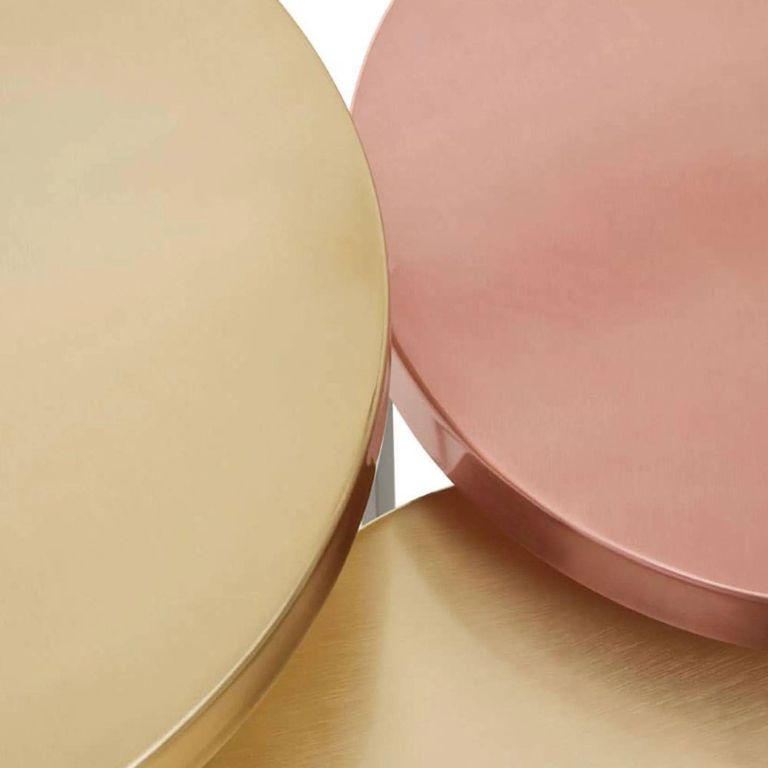 Korba Nest of Tables - Round - Grey and Gold Metal - Set of 3