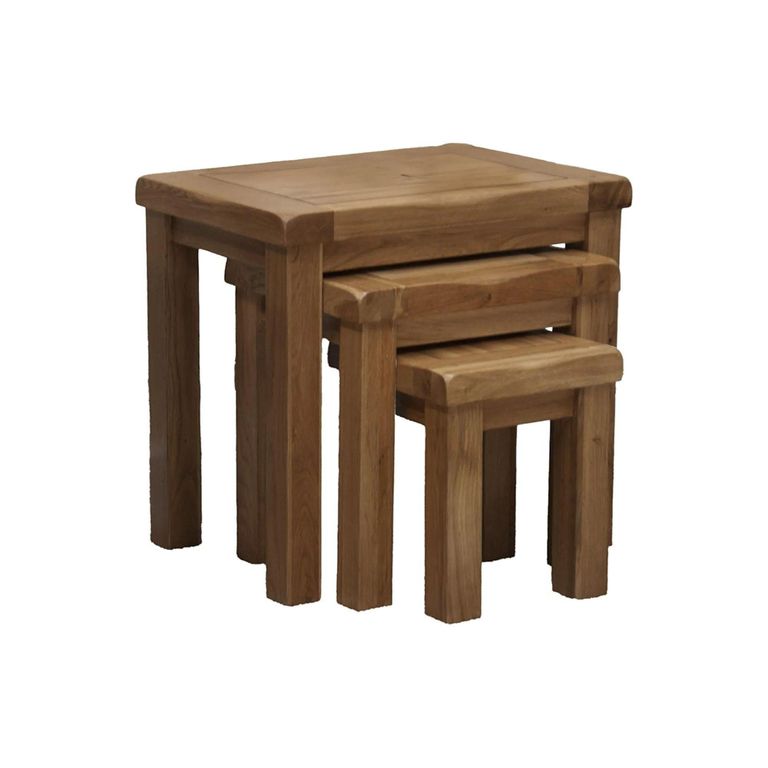 Rustic Oak Nest of Tables - Set of 3 - Oak