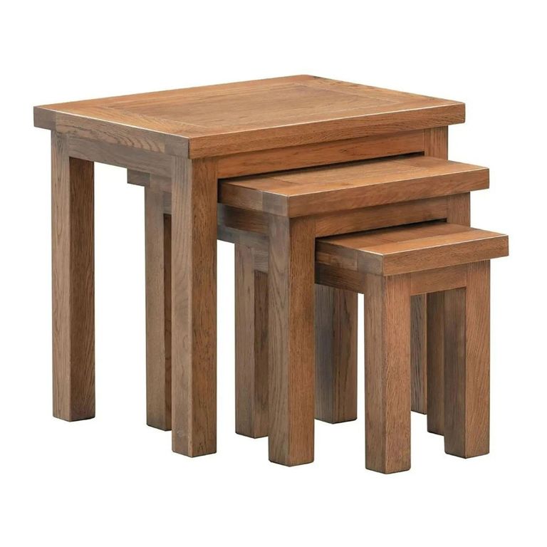 Original Nest of Tables - Set of 3 - Rustic Oak