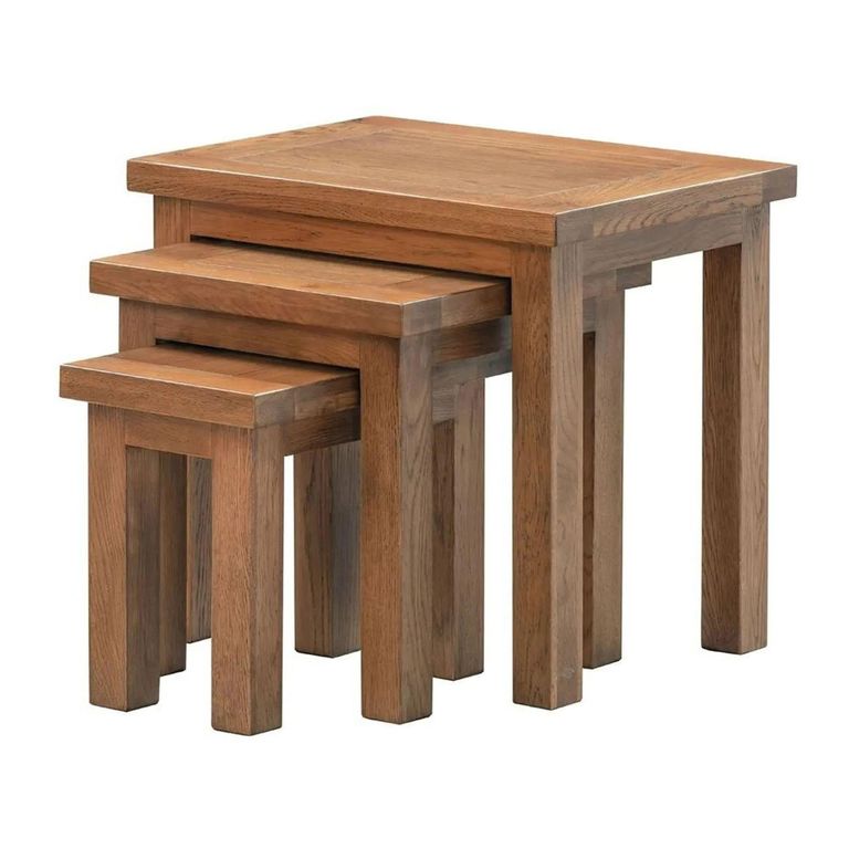 Original Nest of Tables - Set of 3 - Rustic Oak