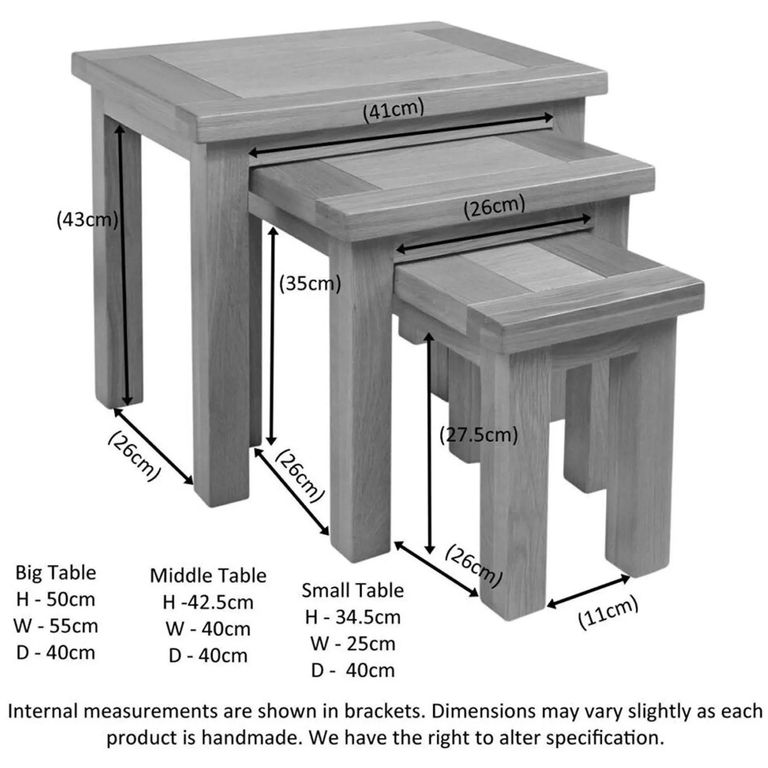 Original Nest of Tables - Set of 3 - Rustic Oak