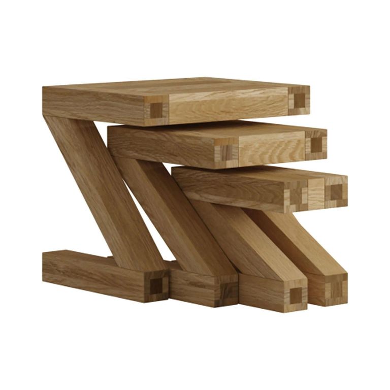 Z Designer Nest of Tables - Set of 3 - Oak
