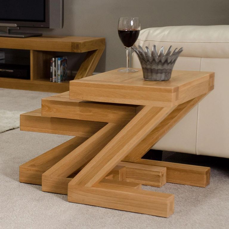 Z Designer Nest of Tables - Set of 3 - Oak