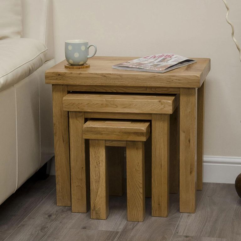 Deluxe Nest of Tables - Set of 3 - Oak