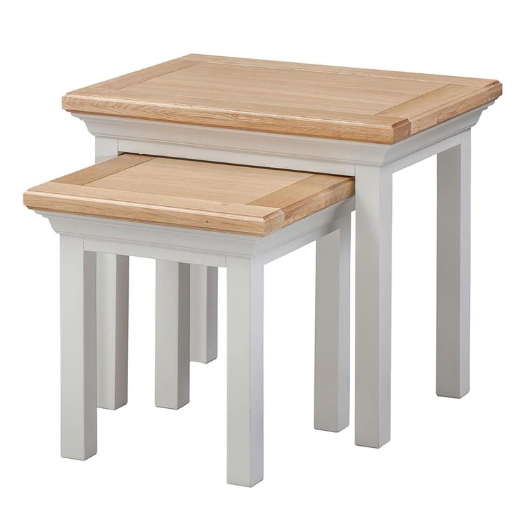 Cotswold Nest of Tables - Set of 2 - Oak and Painted