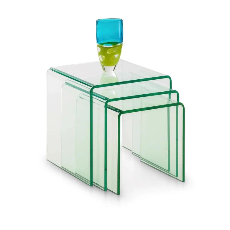 Amalfi Bent Glass Nest of Tables - Set of 3