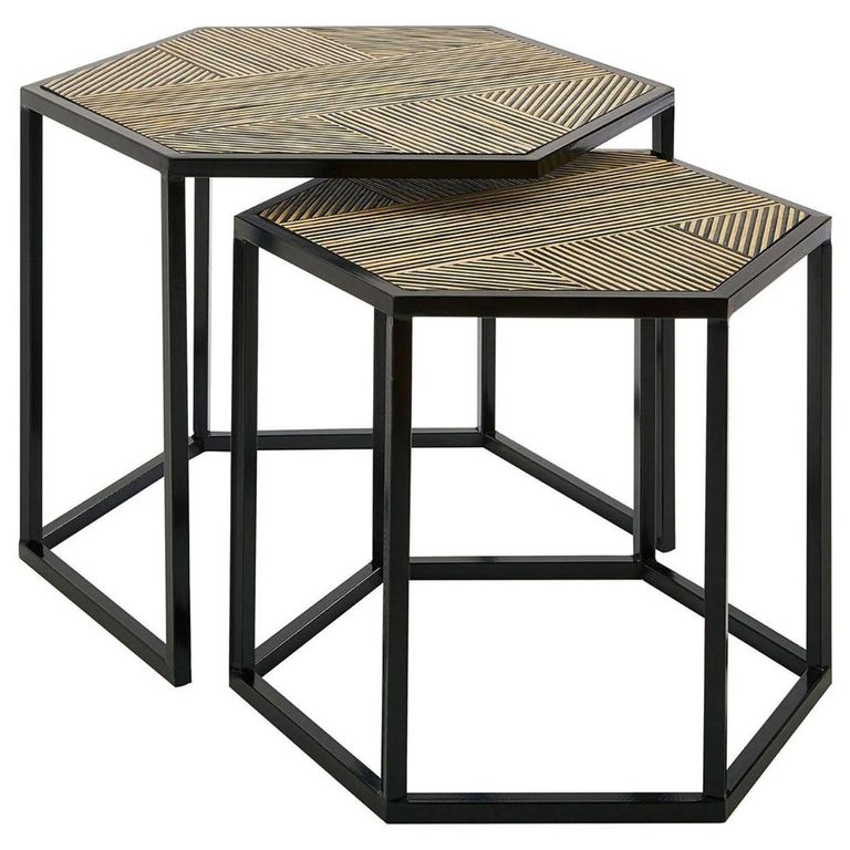 Babita Nest of 2 Tables - Hexagon - Black Metal