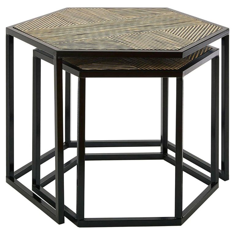 Babita Nest of 2 Tables - Hexagon - Black Metal
