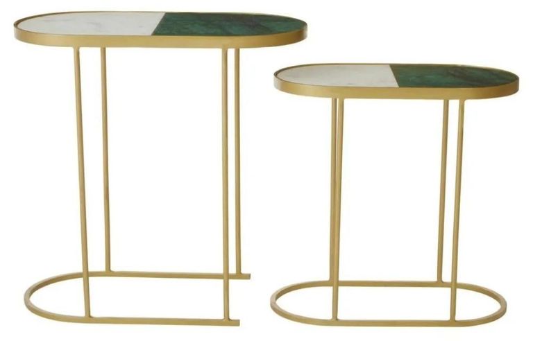 Suar Nest of 2 Tables - Marble and Gold