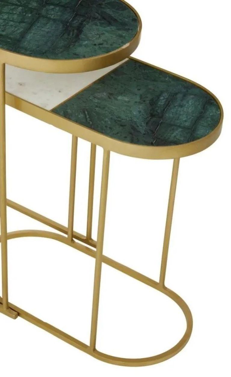 Suar Nest of 2 Tables - Marble and Gold