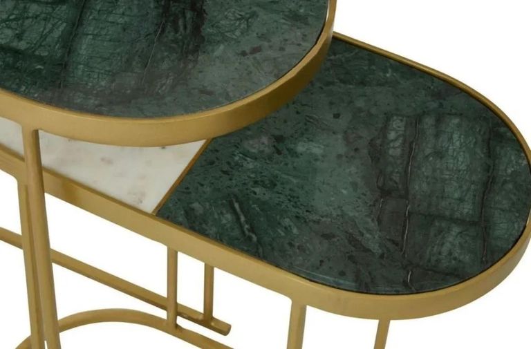 Suar Nest of 2 Tables - Marble and Gold