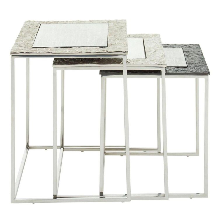Akola Nest of 3 Tables - Square - Silver