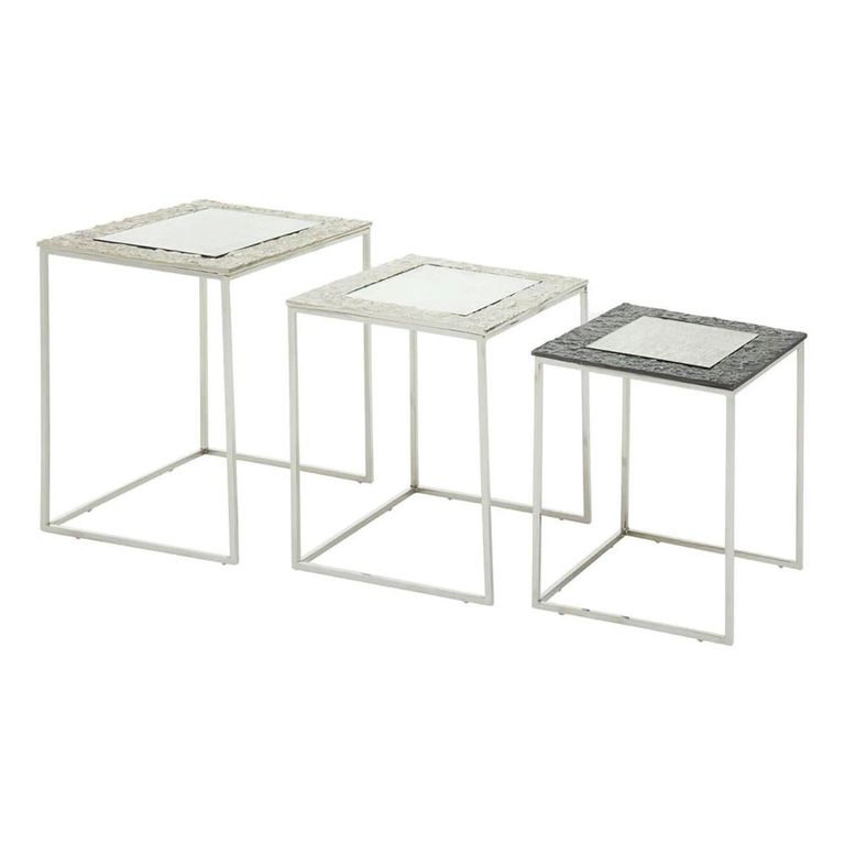 Akola Nest of 3 Tables - Square - Silver