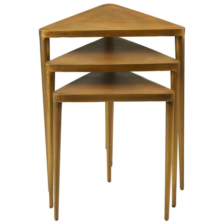 Compo Nest of 3 Tables - Trianglar - Gold Metal