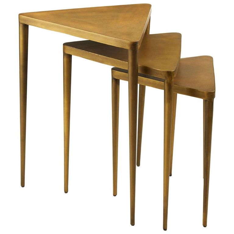 Compo Nest of 3 Tables - Trianglar - Gold Metal