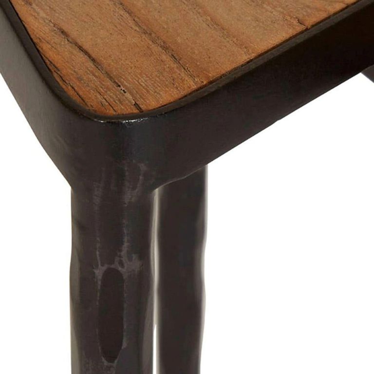 Elmo Nest of 3 Tables - Triangular - Textured Elm Wood and Metal