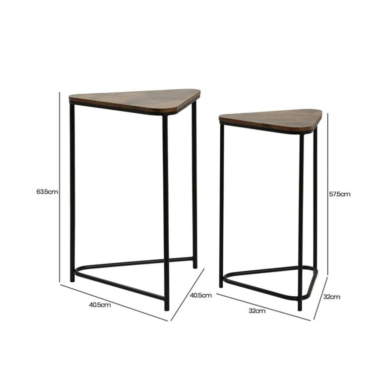Nest of Tables - Dark Wood - Triangular - Set of 2