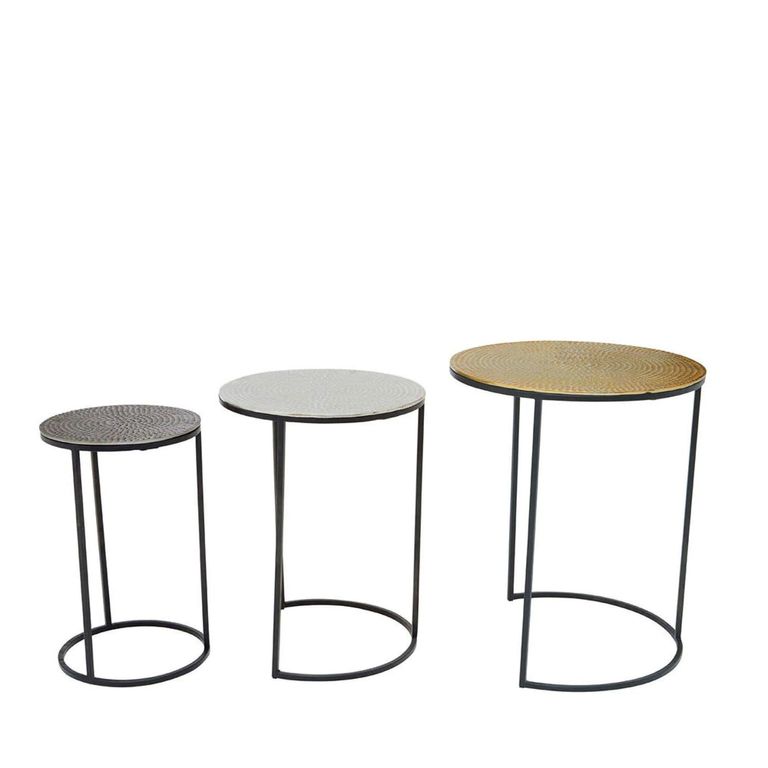Elias Nest of 3 Tables - Round - Hammered Metal