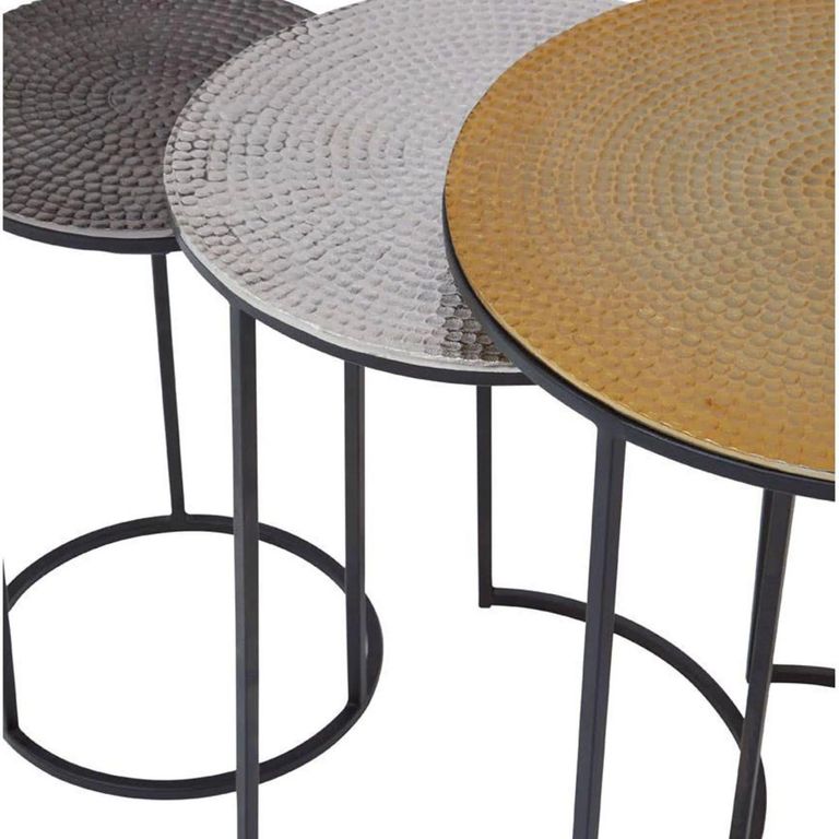 Elias Nest of 3 Tables - Round - Hammered Metal