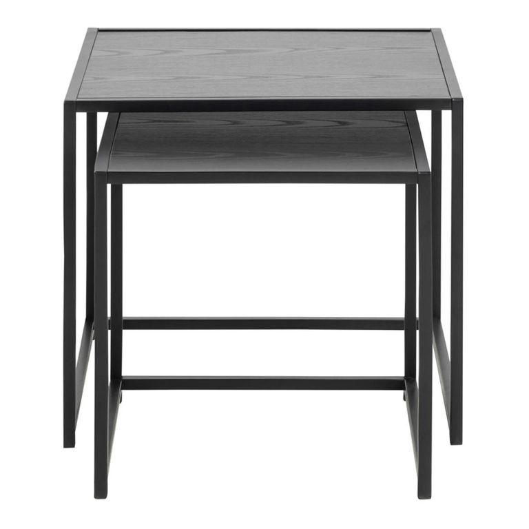 Seaford Nest of Tables - 2 - Square - Black Melamine and Metal