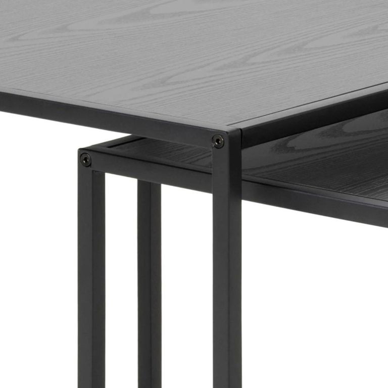 Seaford Nest of Tables - 2 - Square - Black Melamine and Metal