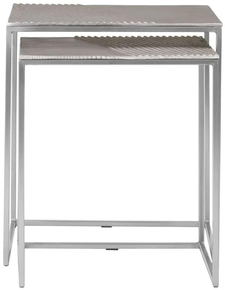 Templar Nest of Tables - Set of 2 - Silver Metal