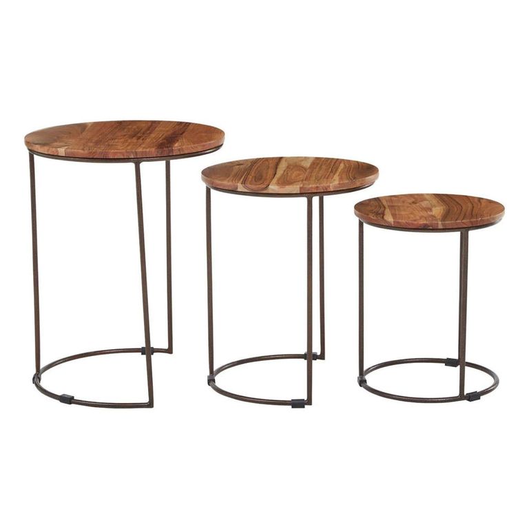 Boho Nest of 3 Tables - Round - Acacia Wood