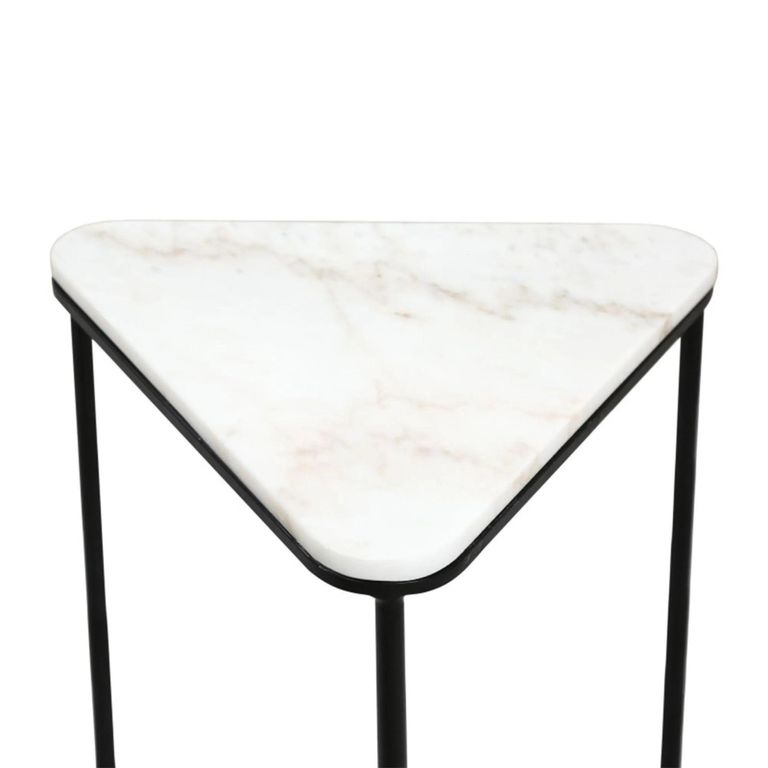 Nest of Tables - Black and White Marble - Triangular - Set of 2