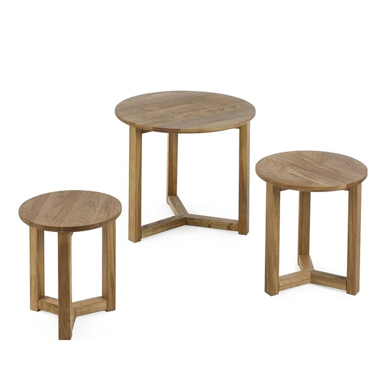 Nidri Nest of Tables - Set of 3 - Oak - Round