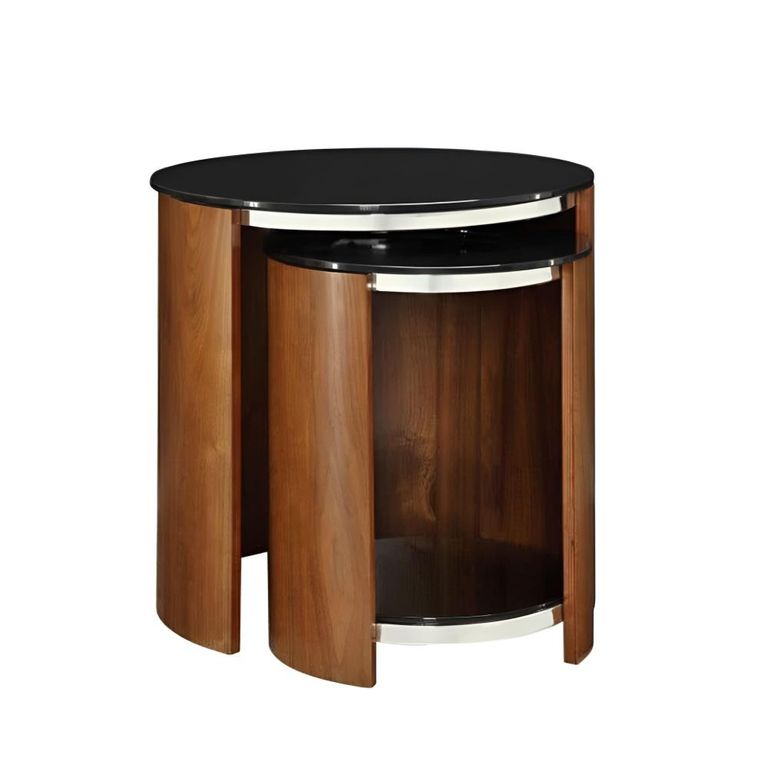 Curve Nest of Tables - Walnut - Glass - JF305