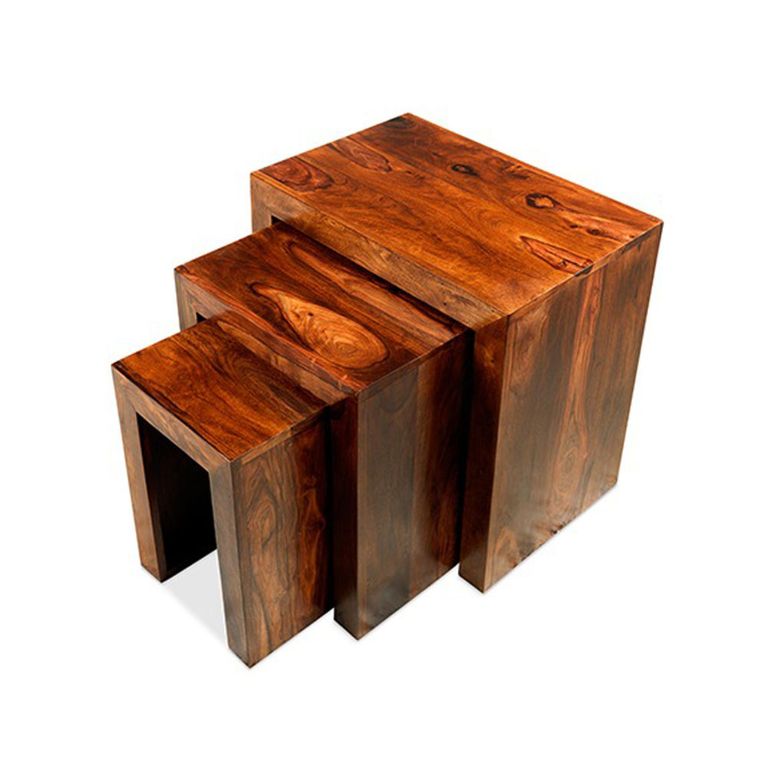 Cube Sheesham Nest of 3 Tables