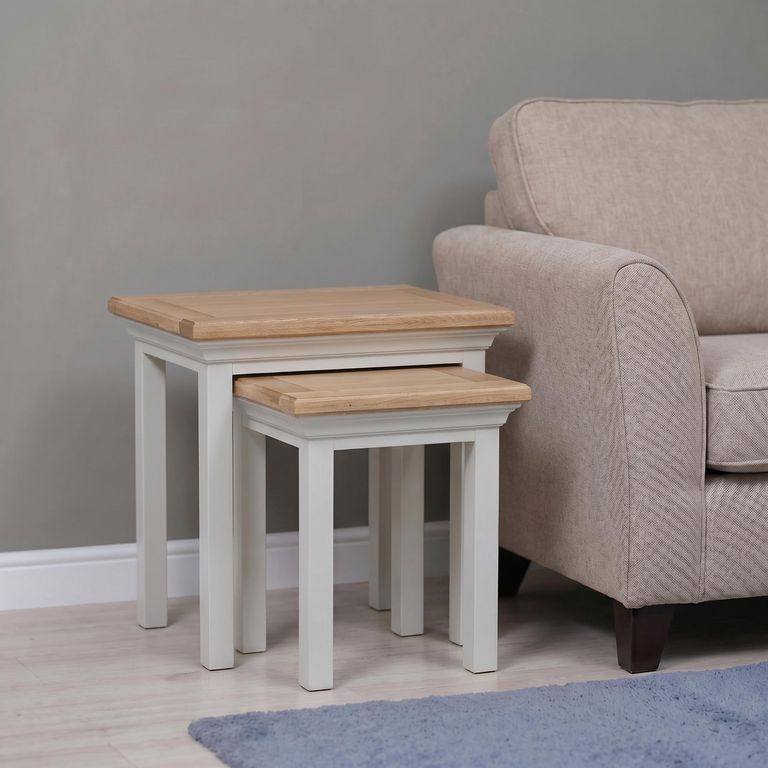 Cotswold Nest of Tables - Set of 2 - Oak and Painted