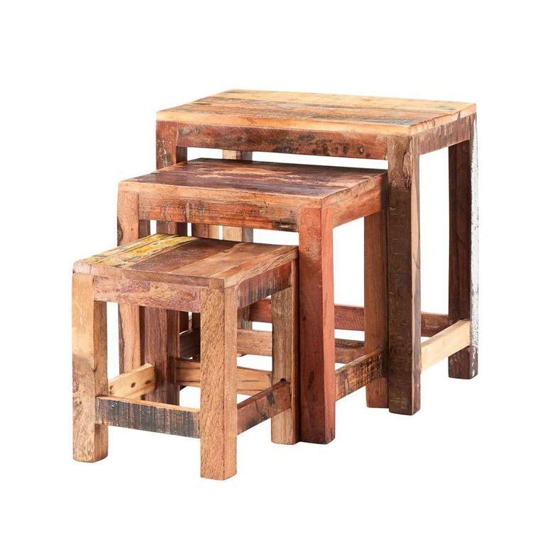 Coastal Nest of Tables - Set of 3 - Reclaimed Wood