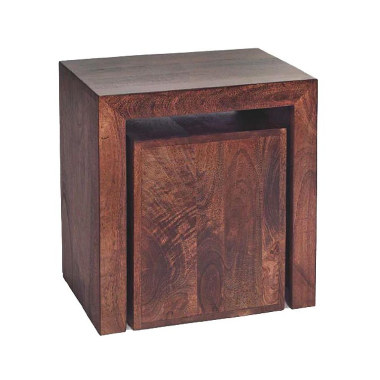 Dakota Nest of Tables - Set of 2 - Cubed - Dark Mango Wood