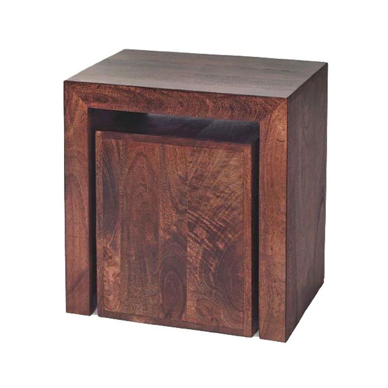 Dakota Nest of Tables - Set of 2 - Cubed - Dark Mango Wood