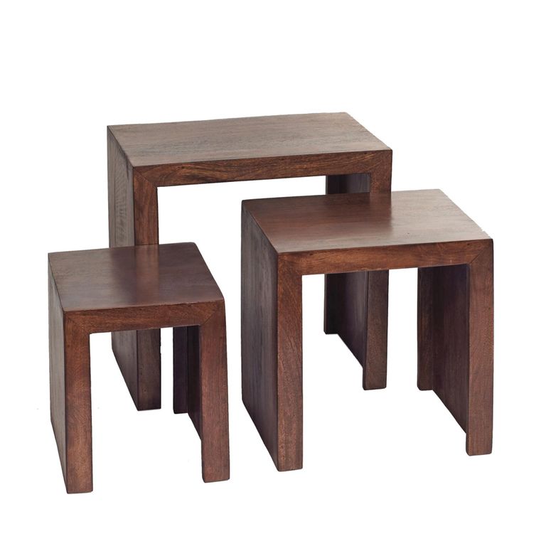 Dakota Nest of Tables - Set of 3 - Dark Mango Wood