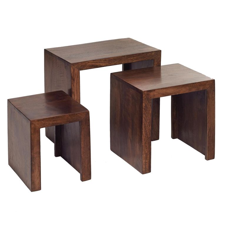 Dakota Nest of Tables - Set of 3 - Dark Mango Wood