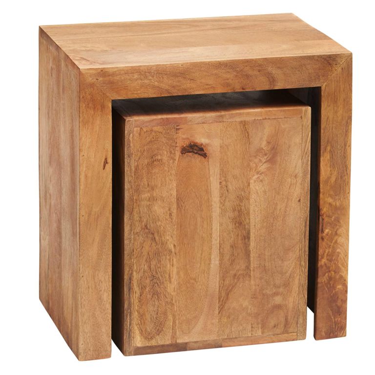 Dakota Nest of Tables - Set of 2 - Cubed - Light Mango Wood