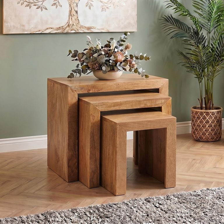 Dakota Nest of Tables - Set of 3 - Light Mango Wood