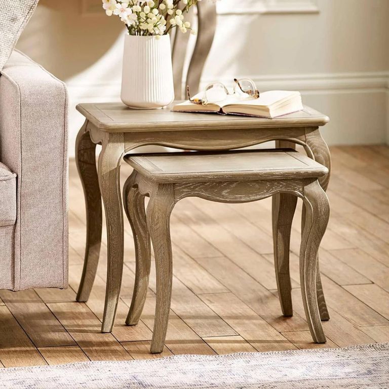 Camille Nesting Table - 2 Tier - French Style - Natural - Limed Oak