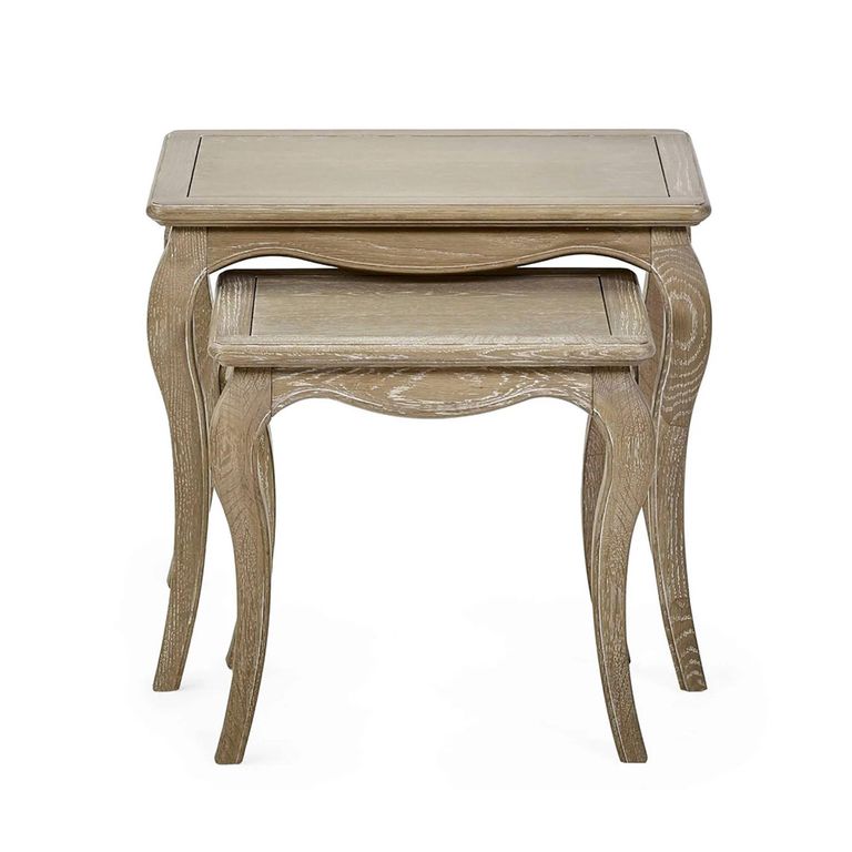 Camille Nesting Table - 2 Tier - French Style - Natural - Limed Oak