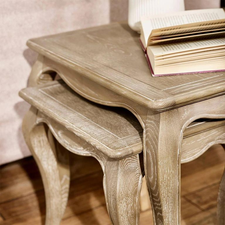 Camille Nesting Table - 2 Tier - French Style - Natural - Limed Oak