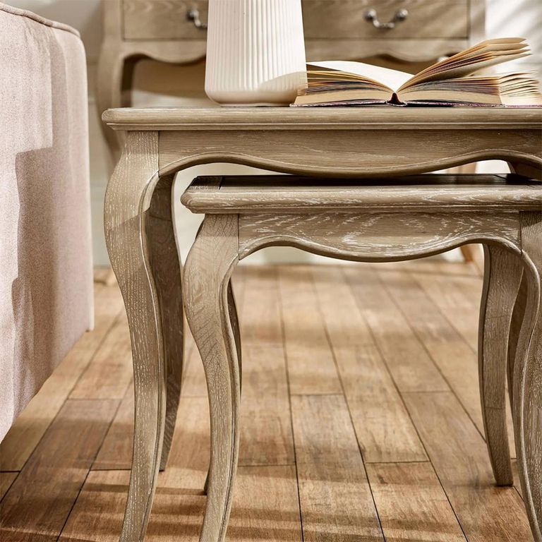 Camille Nesting Table - 2 Tier - French Style - Natural - Limed Oak