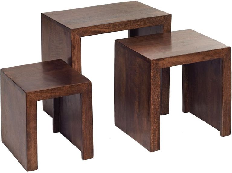 Ajmer Dark Mango Wood Nest of 3 Tables