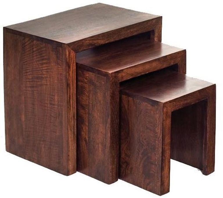 Ajmer Dark Mango Wood Nest of 3 Tables